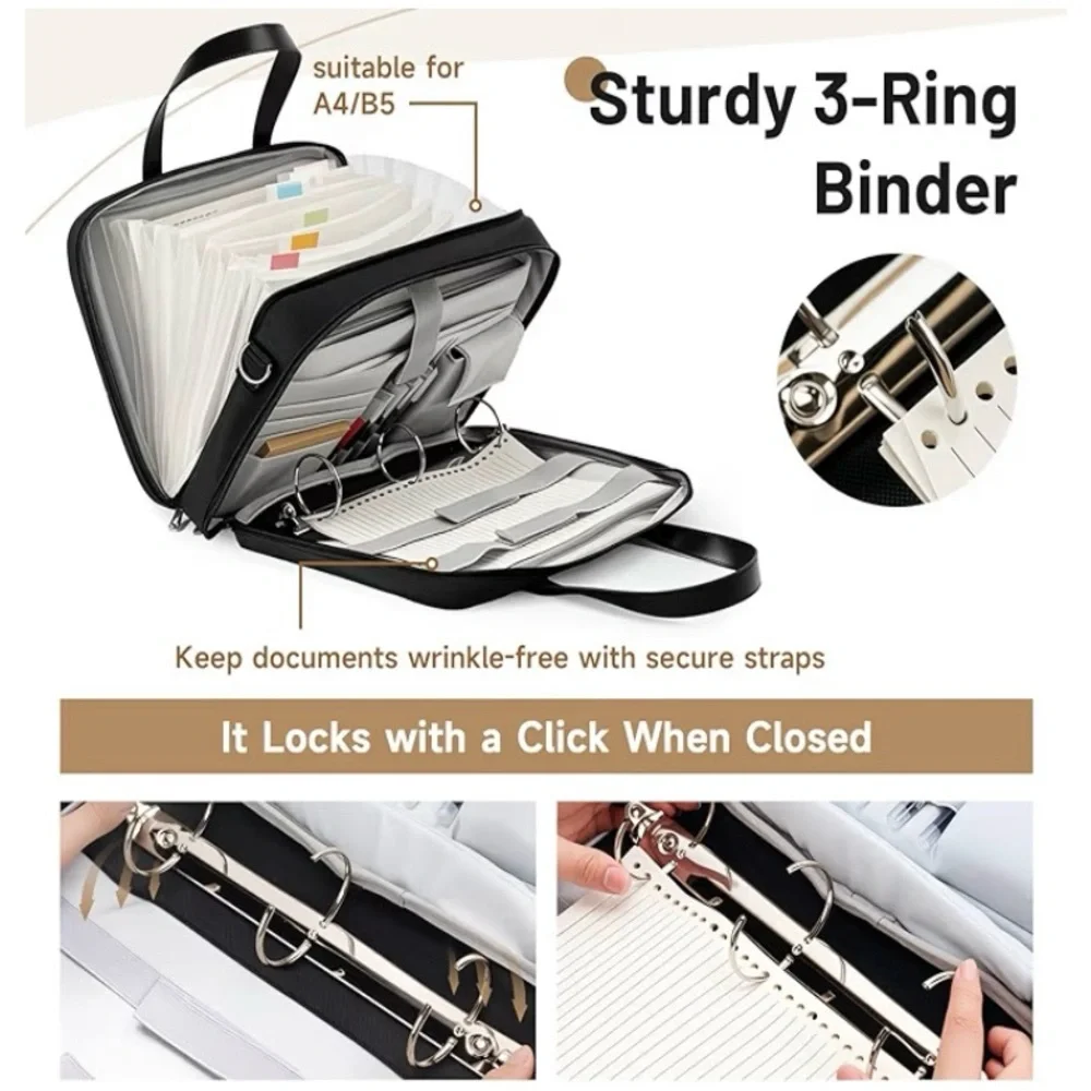 3 Ring Binder with Zipper Fits 500 Sheets, 2” Zipper Binder Shoulder Strap. New